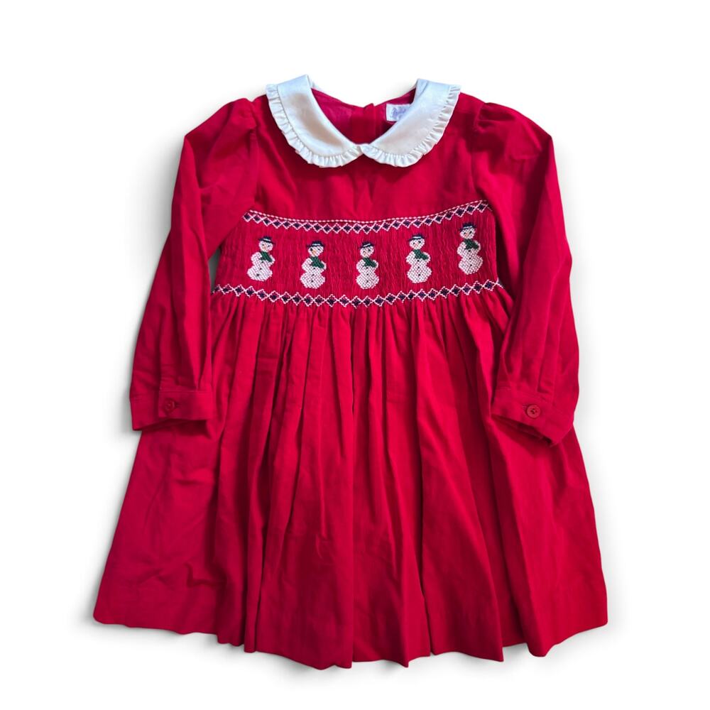 Rachel Riley hand smocked snowman holiday dress